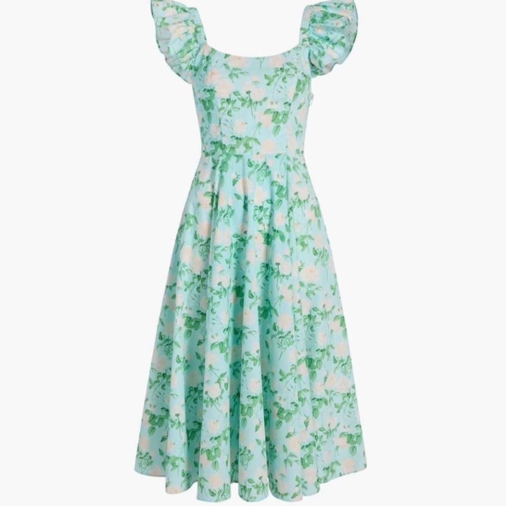 Hill House The Daphne Dress - Blue Roses - size S